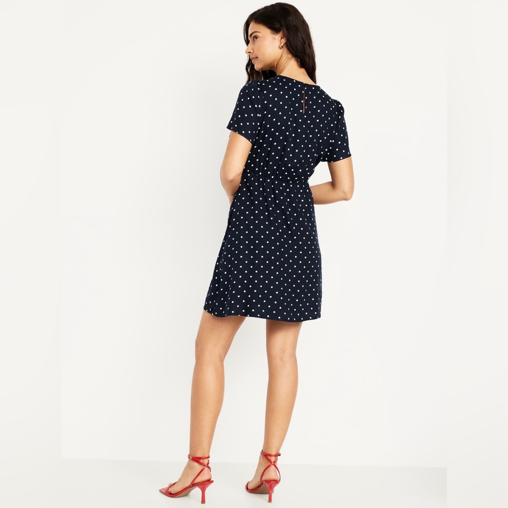 Old Navy Navy Blue Polka Dot Mini Dress - Picture 5 of 11